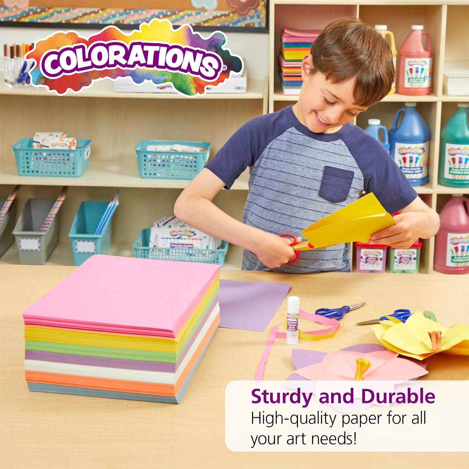 Colorations Construction Paper for Kids - 7 Bright Colors - 600 Bulk Sheets of 9X12 - Assorted Pack of Heavy-Duty Craft Paper. Bulk School Supplies - Image 4