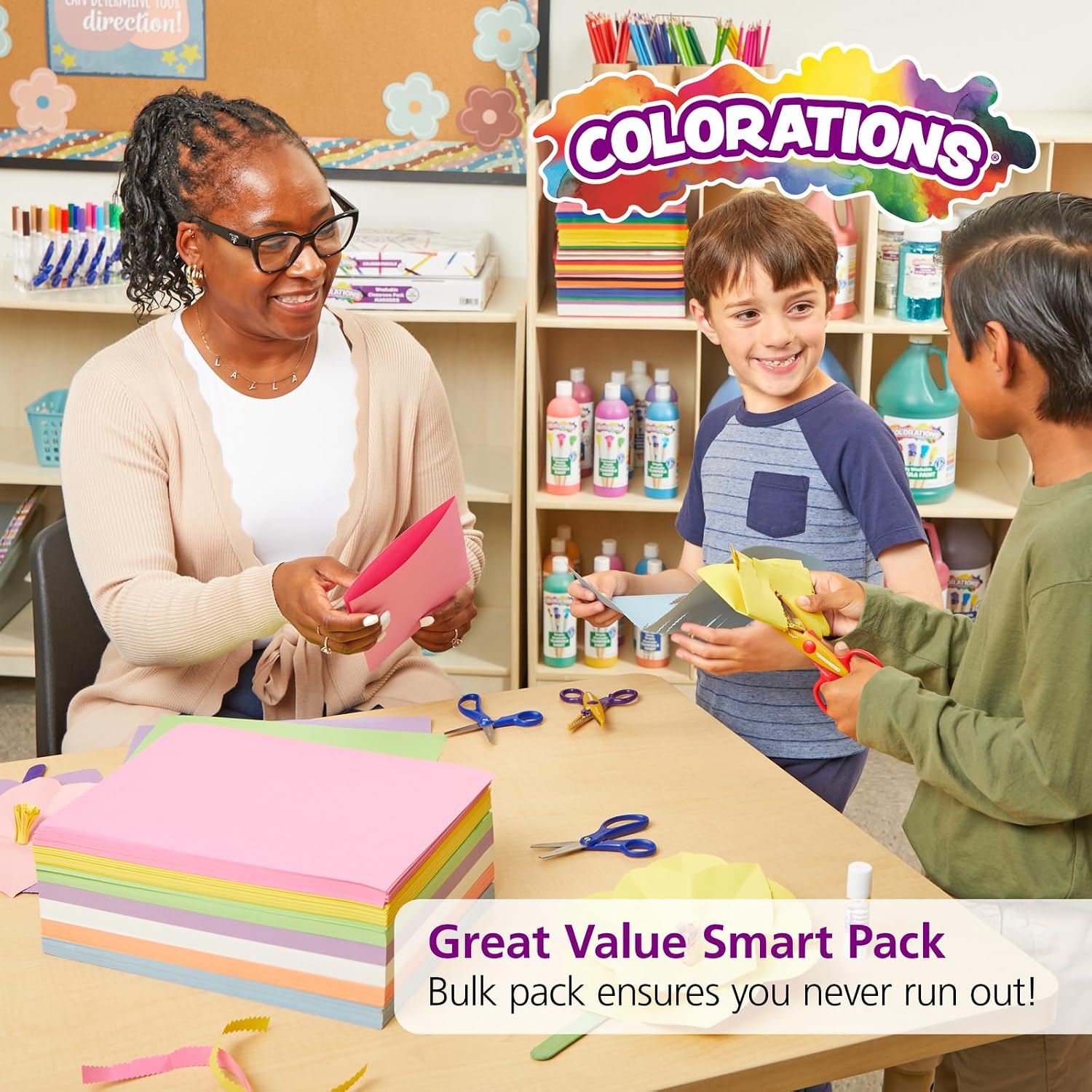 Colorations Construction Paper for Kids - 7 Bright Colors - 600 Bulk Sheets of 9X12 - Assorted Pack of Heavy-Duty Craft Paper. Bulk School Supplies - Image 6